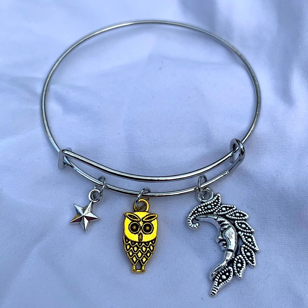 Brand New! Handmade! Adjustable Charm Bangle Bracelet!